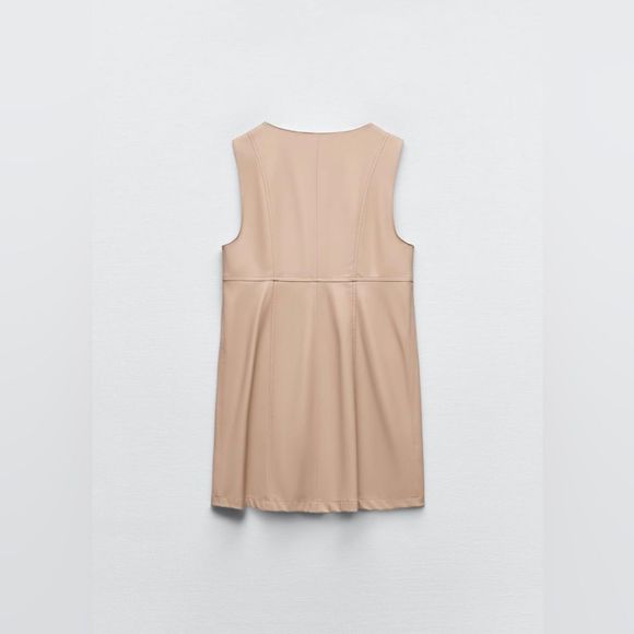 NWT ZARA FAUX LEATHER MINI PINAFORE DRESS - Picture 5 of 6